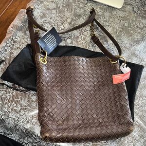 Bottega Veneta Dark Brown Woven Shoulder Bag